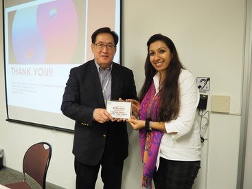 Ms Puja Paryani (right) and Dr York Chow, former Chairman of the Equal Opportunities Commission (EOC), at the research presentation on Gender-Based Violence held by EOC in November 2015