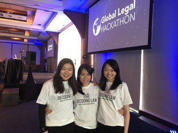 HKU BBA(Law)&LLB students on team Decoding Law (left to right): Alison Li, Edelweiss Kwok, Sally Yiu