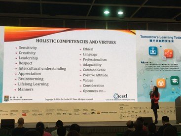 Dr Cecilia Chan, as an invited speaker, delivering a talk on “Measuring the un-measurable – assessing holistic competencies through an evidence-based pedagogical driven online system”